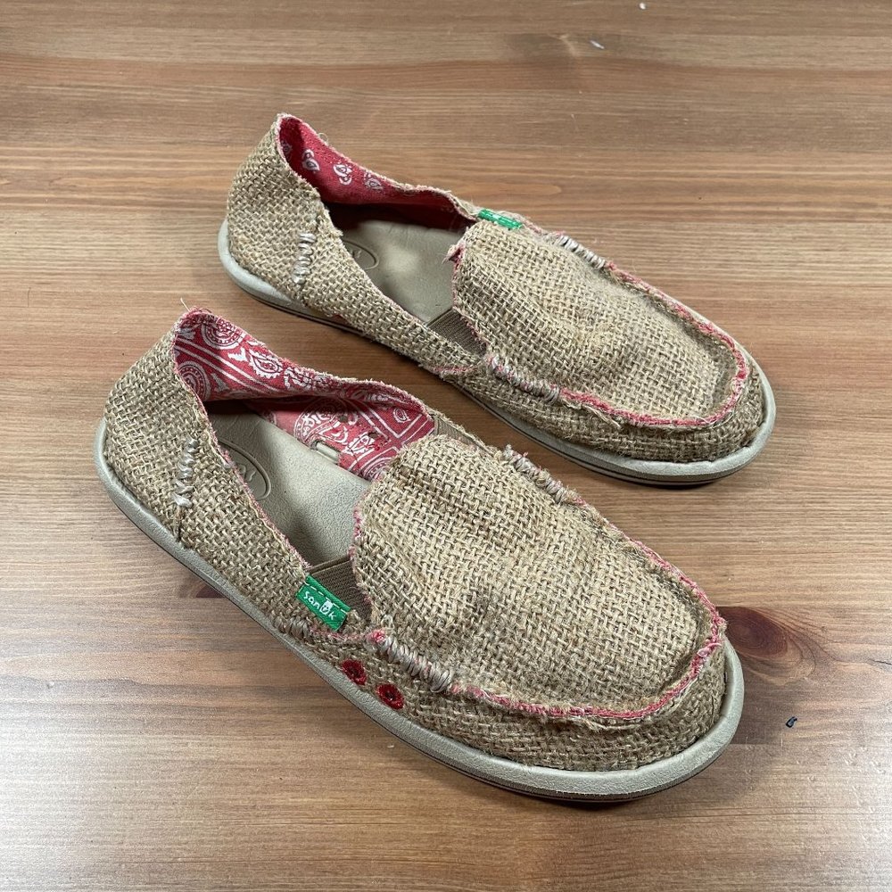 Sanuk Hemp Women's Slip-on Flats Shoes w/ Pink Accent (Size: 7) CL1109